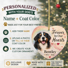 Load image into Gallery viewer, Bernese Mountain Dog Ornament - Forever In Our Hearts Design - Personalized with Name-Christmas Ornament-Bernese Mountain Dog,Christmas,Personalize Artwork-2