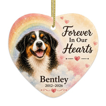 Load image into Gallery viewer, Bernese Mountain Dog Ornament - Forever In Our Hearts Design - Personalized with Name-Christmas Ornament-Bernese Mountain Dog,Christmas,Personalize Artwork-4