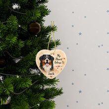 Load image into Gallery viewer, Bernese Mountain Dog Ornament - My Heart Belongs To Design - Personalized with Name-Christmas Ornament-Bernese Mountain Dog,Christmas,Personalize Artwork-3