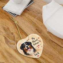 Load image into Gallery viewer, Bernese Mountain Dog Ornament - My Heart Belongs To Design - Personalized with Name-Christmas Ornament-Bernese Mountain Dog,Christmas,Personalize Artwork-6