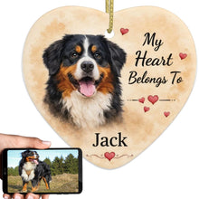 Load image into Gallery viewer, Bernese Mountain Dog Ornament - My Heart Belongs To Design - Personalized with Name-Christmas Ornament-Bernese Mountain Dog,Christmas,Personalize Artwork-1