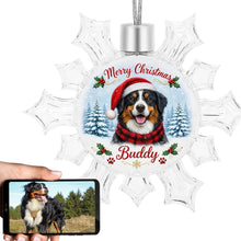 Load image into Gallery viewer, Bernese Mountain Dog Ornament - Personalized Snowflake Shaped Christmas Snow Globe Design - with Name-Christmas Ornament-Bernese Mountain Dog,Christmas,Personalize Artwork-1
