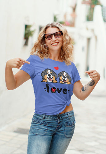 My Bernese My Biggest Love Women's Cotton T-Shirt - 4 Colors-Apparel-Apparel, Bernese Mountain Dog, Shirt, T Shirt-Blue-S-1