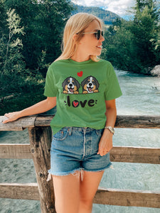 My Bernese My Biggest Love Women's Cotton T-Shirt - 4 Colors-Apparel-Apparel, Bernese Mountain Dog, Shirt, T Shirt-Green-S-4