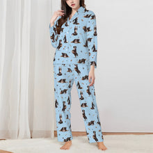 Load image into Gallery viewer, Bernese Pajamas for Women - XL Available - Bernese Mountain Dogs Doing Yoga-Pajamas-Apparel,Boxer,Dog Mom Gifts,Pajamas-Blue-XS-2