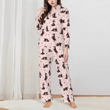 Load image into Gallery viewer, Bernese Pajamas for Women - XL Available - Bernese Mountain Dogs Doing Yoga-Pajamas-Apparel,Boxer,Dog Mom Gifts,Pajamas-Blue-XS-1