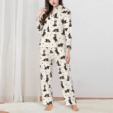 Load image into Gallery viewer, Bernese Pajamas for Women - XL Available - Bernese Mountain Dogs Doing Yoga-Pajamas-Apparel,Boxer,Dog Mom Gifts,Pajamas-White-XS-3