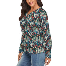 Load image into Gallery viewer, Berry and Bloom Husky Women's V-Neck Christmas Sweater-Apparel-Apparel,Christmas,Dog Mom Gifts,Siberian Husky,Sweater,Sweatshirt-3