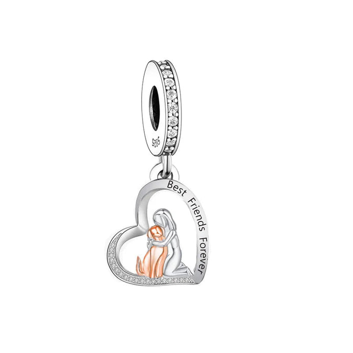 Best Friends Forever Whippet / Greyhound Silver Charm Pendant-Dog Themed Jewellery-Greyhound, Jewellery, Pendant, Whippet-4