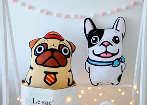 Best Friends Frenchie and Pug Huggable Cushion PillowsHome Decor