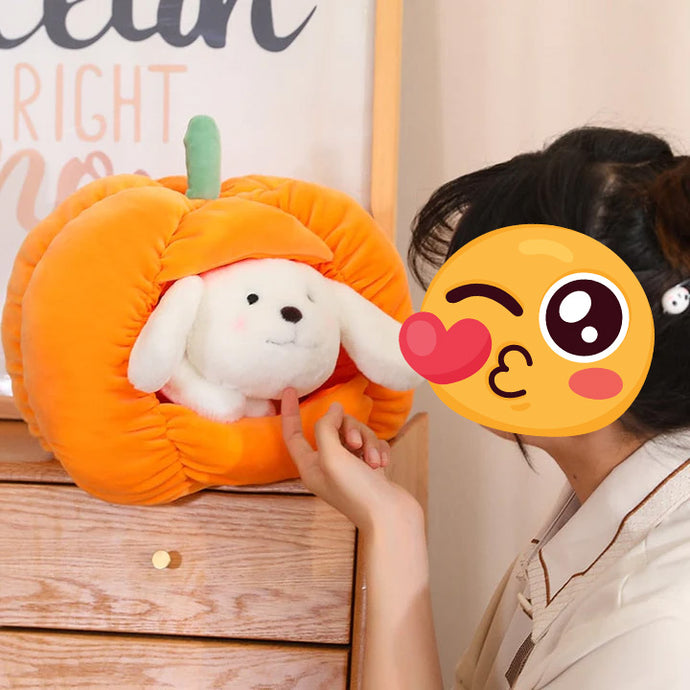 Bichon Frise in a Pumpkin Plush Toy-Stuffed Animals-Bichon Frise, Home Decor, Stuffed Animal-1