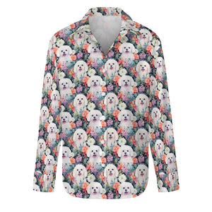 Bichon Frise in Bloom Women's Shirt - 3 Designs-Apparel-Apparel, Bichon Frise, Shirt-Pan Out - Maximum Bichons-S-8