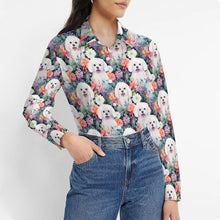 Load image into Gallery viewer, Bichon Frise in Bloom Women&#39;s Shirt - 3 Designs-Apparel-Apparel, Bichon Frise, Shirt-Zoom In - Bigger Flowers-S-1