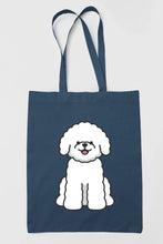 Load image into Gallery viewer, Bichon Frise Love Canvas Tote Bags-Accessories-Accessories, Bags, Bichon Frise, Dog Mom Gifts, Personalized-Zippered Tote Bag-Navy Blue-Classic-10