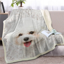 Load image into Gallery viewer, Image of a beautiful smiling bichon frise blanket