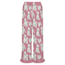 Load image into Gallery viewer, Bichon Frise Pajama Pants for Women - Ruffle Hem Design - Watercolor Delight Bichon Frise-Pajamas-Apparel,Bichon Frise,Dog Mom Gifts,Pajamas-10