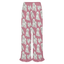 Load image into Gallery viewer, Bichon Frise Pajama Pants for Women - Ruffle Hem Design - Watercolor Delight Bichon Frise-Pajamas-Apparel,Bichon Frise,Dog Mom Gifts,Pajamas-11
