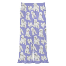 Load image into Gallery viewer, Bichon Frise Pajama Pants for Women - Ruffle Hem Design - Watercolor Delight Bichon Frise-Pajamas-Apparel,Bichon Frise,Dog Mom Gifts,Pajamas-12