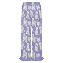 Load image into Gallery viewer, Bichon Frise Pajama Pants for Women - Ruffle Hem Design - Watercolor Delight Bichon Frise-Pajamas-Apparel,Bichon Frise,Dog Mom Gifts,Pajamas-13