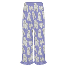 Load image into Gallery viewer, Bichon Frise Pajama Pants for Women - Ruffle Hem Design - Watercolor Delight Bichon Frise-Pajamas-Apparel,Bichon Frise,Dog Mom Gifts,Pajamas-14