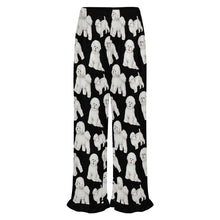 Load image into Gallery viewer, Bichon Frise Pajama Pants for Women - Ruffle Hem Design - Watercolor Delight Bichon Frise-Pajamas-Apparel,Bichon Frise,Dog Mom Gifts,Pajamas-17