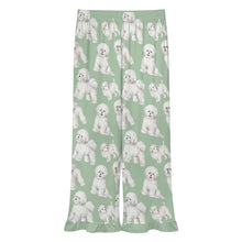 Load image into Gallery viewer, Bichon Frise Pajama Pants for Women - Ruffle Hem Design - Watercolor Delight Bichon Frise-Pajamas-Apparel,Bichon Frise,Dog Mom Gifts,Pajamas-6
