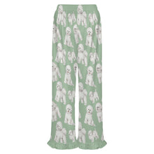Load image into Gallery viewer, Bichon Frise Pajama Pants for Women - Ruffle Hem Design - Watercolor Delight Bichon Frise-Pajamas-Apparel,Bichon Frise,Dog Mom Gifts,Pajamas-7