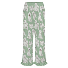 Load image into Gallery viewer, Bichon Frise Pajama Pants for Women - Ruffle Hem Design - Watercolor Delight Bichon Frise-Pajamas-Apparel,Bichon Frise,Dog Mom Gifts,Pajamas-8