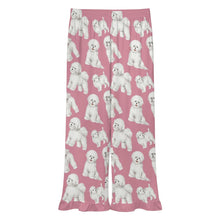Load image into Gallery viewer, Bichon Frise Pajama Pants for Women - Ruffle Hem Design - Watercolor Delight Bichon Frise-Pajamas-Apparel,Bichon Frise,Dog Mom Gifts,Pajamas-9