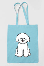 Load image into Gallery viewer, Bichon Frise Love Canvas Tote Bags-Accessories-Accessories, Bags, Bichon Frise, Dog Mom Gifts, Personalized-Zippered Tote Bag-Sky Blue-Classic-9