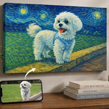 Load image into Gallery viewer, Photo of starry night inspired Bichon Frise wall art