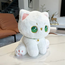 Load image into Gallery viewer, Big Green Eyes White Cat Stuffed Animal Plush Toy-10