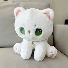 Load image into Gallery viewer, Big Green Eyes White Cat Stuffed Animal Plush Toy-5