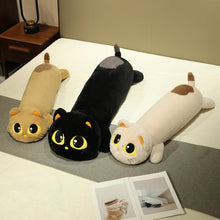 Load image into Gallery viewer, Black and Gray Giant Cat Stuffed Animal - Big Eyes and Orange Inner Ears-5