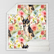 Load image into Gallery viewer, Black and Tan Chihuahuas in Bloom Soft Warm Fleece Blanket-Blanket-Blankets, Chihuahua, Home Decor-10