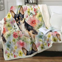 Load image into Gallery viewer, Black and Tan Chihuahuas in Bloom Soft Warm Fleece Blanket-Blanket-Blankets, Chihuahua, Home Decor-12
