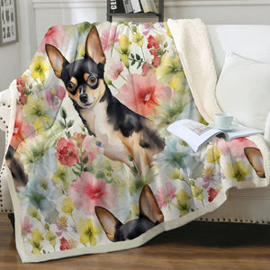 Black and Tan Chihuahuas in Bloom Soft Warm Fleece Blanket-Blanket-Blankets, Chihuahua, Home Decor-12