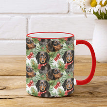Load image into Gallery viewer, Black and Tan Dachshund Holly Jolly Christmas Coffee Mug-4