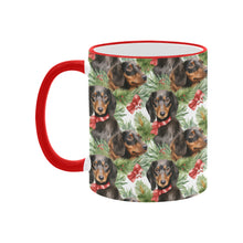 Load image into Gallery viewer, Black and Tan Dachshund Holly Jolly Christmas Coffee Mug-3