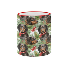 Load image into Gallery viewer, Black and Tan Dachshund Holly Jolly Christmas Coffee Mug-5