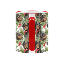 Load image into Gallery viewer, Black and Tan Dachshund Holly Jolly Christmas Coffee Mug-6