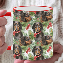 Load image into Gallery viewer, Black and Tan Dachshund Holly Jolly Christmas Coffee Mug-White6-ONE SIZE-1
