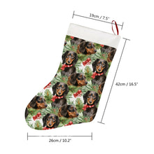 Load image into Gallery viewer, Black and Tan Dachshund Holly Jolly Christmas Stocking-Christmas Ornament-Christmas, Dachshund, Home Decor-26X42CM-White-2