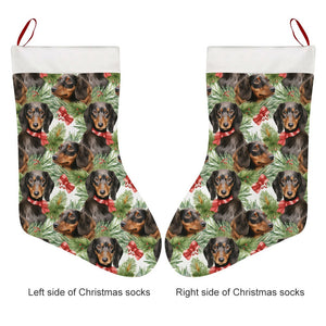 Black and Tan Dachshund Holly Jolly Christmas Stocking-Christmas Ornament-Christmas, Dachshund, Home Decor-26X42CM-White-4