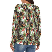 Load image into Gallery viewer, Black and Tan Dachshund Jolly Women's V-Neck Christmas Sweater-Apparel-Apparel,Christmas,Dachshund,Dog Mom Gifts,Sweater,Sweatshirt-4