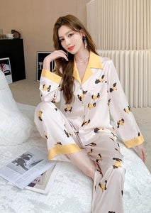 Black and Tan Dachshund Love Women's Imitation Silk Pajamas Set-Pajamas-Apparel, Dachshund, Dog Mom Gifts, Pajamas-4