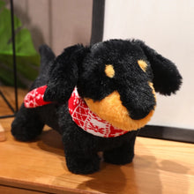 Load image into Gallery viewer, Black and Tan Dachshund Stuffed Animal Plush Toy-black red scarf-1