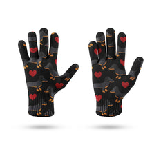 Load image into Gallery viewer, Black and Tan Dachshunds with Hearts Touch Screen Gloves-Accessories-Accessories, Dog Dad Gifts, Dog Mom Gifts, Gloves-4