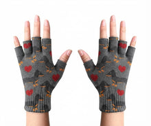 Load image into Gallery viewer, Black and Tan Dachshunds with Hearts Touch Screen Gloves-Accessories-Accessories,Dachshund,Dog Dad Gifts,Dog Mom Gifts,Gloves-4