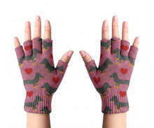 Load image into Gallery viewer, Black and Tan Dachshunds with Hearts Touch Screen Gloves-Accessories-Accessories,Dachshund,Dog Dad Gifts,Dog Mom Gifts,Gloves-2